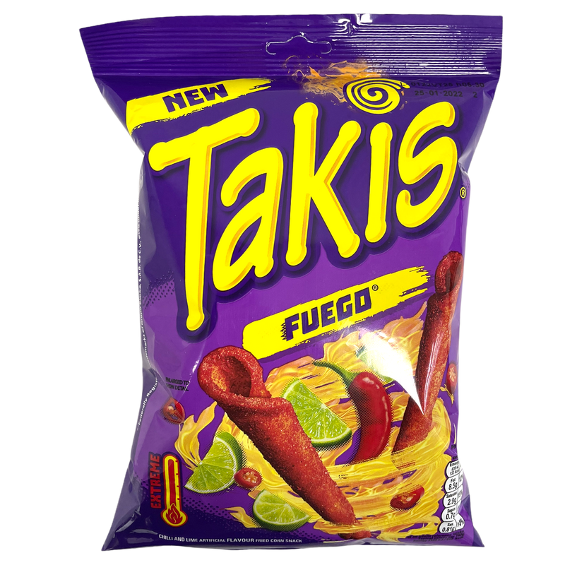 Takis Fuego Extreme Chilli and Lime Flavoured Corn Snack (10 x 180g)