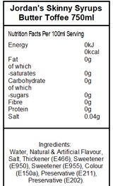 Skinny Mixes Sugar Free Butter Toffee (6 x 750ml)