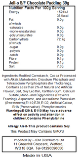 Jell-O Sugar Free Fat Free Chocolate Instant Pudding & Pie Filling (24 x 39g)