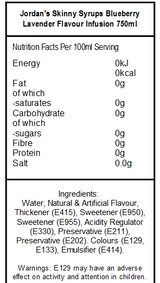 Skinny Mixes Sugar Free Blueberry Lavender INFUSION (6 x 750ml)
