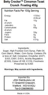 Betty Crocker Cinnamon Toast Crust Frosting (8 x 453g)