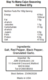 Walker & Sons Slap Ya Mama Hot Blend Cajun Seasoning (6 x 226g)