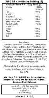 Jell-O Sugar Free Fat Free Cheesecake Instant Pudding & Pie Filling (24 x 28g)