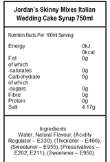 Skinny Sugar Free Italian Wedding Cake Syrup (6 x 750ml)