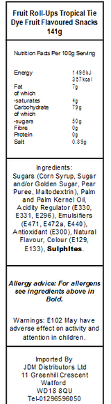 Betty Crocker Fruit Roll Ups Tropical Tie-Dye Fruit Snacks (10 x 141g)