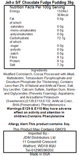 Jell-O Sugar Free-Fat Free Chocolate Fudge Instant Pudding & Pie Filling (24 x 39g)
