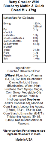 Betty Crocker Wild Blueberry Muffin & Quick Bread Mix (12 x 479g)