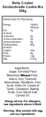 Betty Crocker Snickerdoodle Cookie Mix Pouch (12 x 508g)