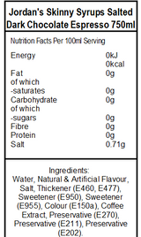 Skinny Mixes Sugar Free Salted Dark Chocolate Espresso Syrup (6 x 750ml)
