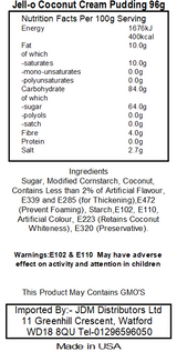 Jell-O Coconut Cream Instant Pudding & Pie Filling (24 x 96g)