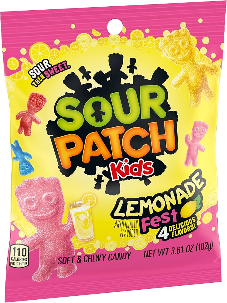 Sour Patch Lemonade Soft & Chewy Candy Bag (12 x 102g)