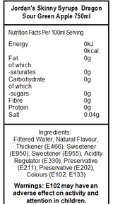 Skinny Sugar Free Dragon Sour Green Apple Syrup (6 x 750ml)