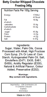 Betty Crocker Frosting Whipped Chocolate (8 x 340g)