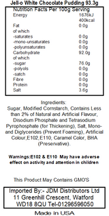 Jell-O White Chocolate Instant Pudding & Pie Filling (24 x 92g)