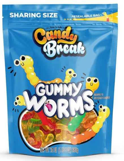 Halal Candy Break Gummi Worms Bag (12 x 113g)