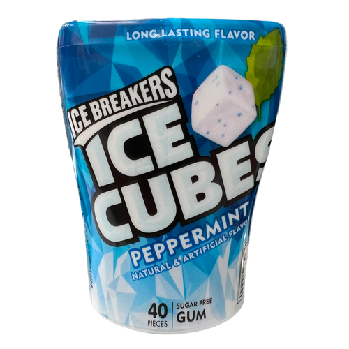 Ice Breaker Ice Cubes Peppermint Sugar Free Gum (6 x 91g) Bottle