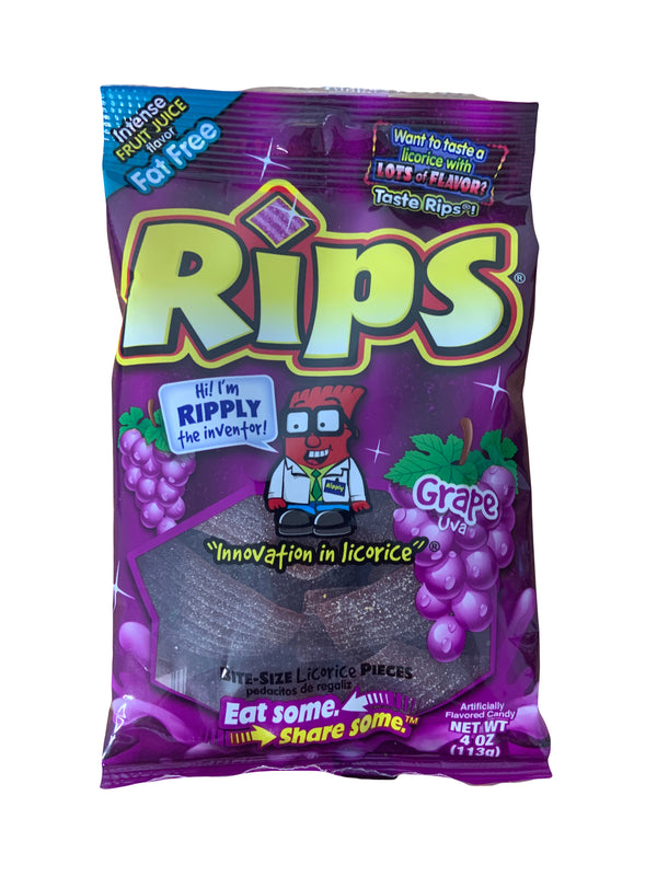 Rips Grape Licorice Candy Bag (12 x 113g)