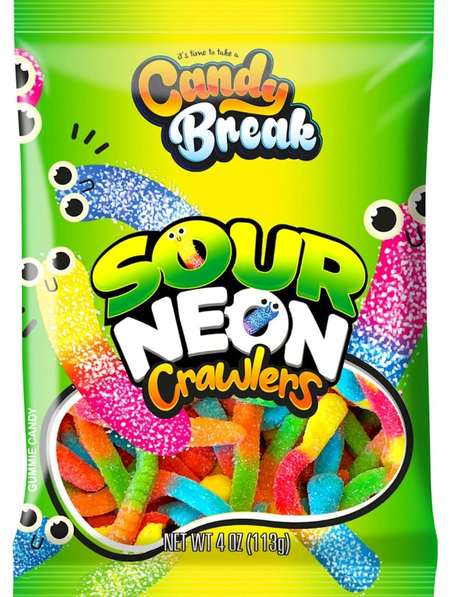 Halal Candy Break Sour Neon Crawlers Bag (12 x 113g)