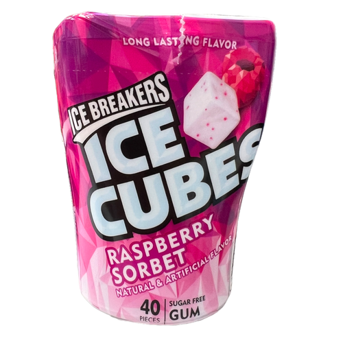 Ice Breaker Ice Cubes Raspberry Sorbet Sugar Free Gum (6 x 91g) Bottle