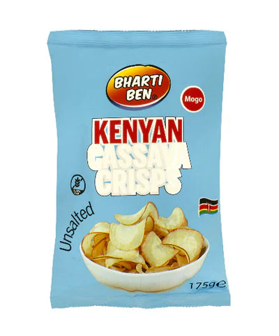 Bharti Ben Kenyan Cassava (Mogo) Crisps Unsalted (12 x 175g)