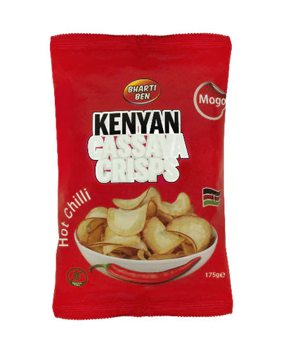 Bharti Ben Kenyan Cassava (Mogo) Crisps Hot Chilli (12 x 175g)