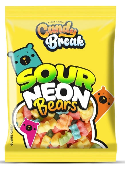 Halal Candy Break Sour Neon Bears Bag (12 x 113g)