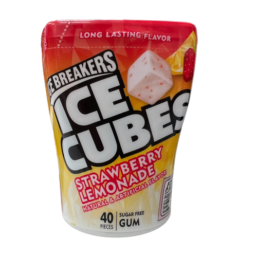 Ice Breaker Ice Cubes Strawberry Lemonade Sugar Free Gum (6 x 91g) Bottle