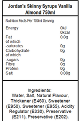 Skinny Mixes Sugar Free Vanilla Almond (6 x 750ml)
