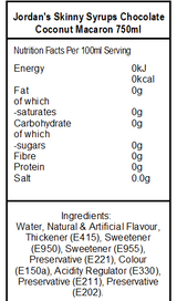 Skinny Mixes Sugar Free Chocolate Coconut Macaron Syrup (6 x 750ml)