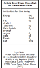 Skinny Mixes Dragon Fruit Acai Syrup - Flavour Infusion (6 x 750ml)