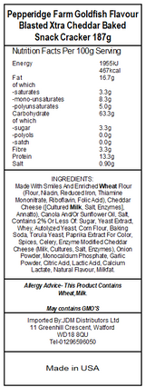 Pepperidge Farms Goldfish Flavour Blasted XTRA Cheddar Baked Snack Crackers (24 x 187g)