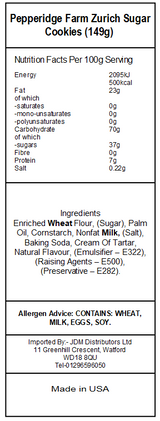 Pepperidge Farm Zurich Sugar Distinctive Cookies (24 x 149g)