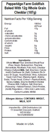 Pepperidge Farm Goldfish Whole Grain Cheddar Baked Snack Crackers (24 x 187g)
