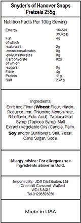 Snyder's of Hanover Snaps Pretzels (12 x 255g)