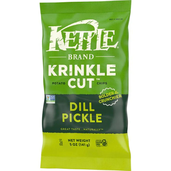 Kettle Potato Chips Krinkle Cut Dill Pickle (15 x 141g)