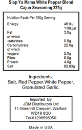 Walker & Sons Slap Ya Mama White Pepper Blend Cajun Seasoning (6 x 226g)