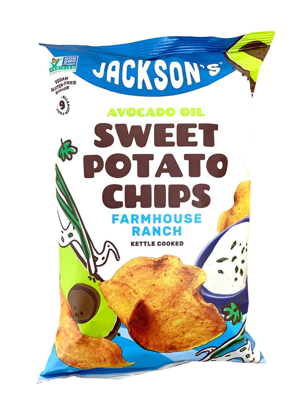 Jackson's Avocado Oil Sweet Potato Chips 12 x 142g | Kettle Cooked Chips | 4 Flavours