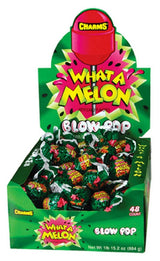 Charms Blow Pops Lollipop 48 Count | What a Melon Bubble Gum Filled Flavoured (1 x 48ct)