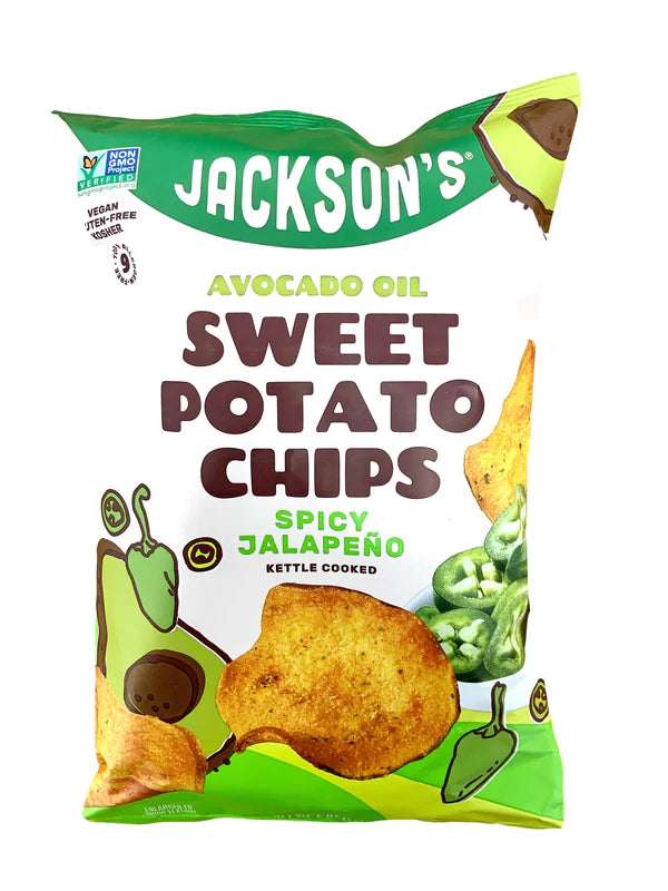 Jackson's Avocado Oil Sweet Potato Chips 12 x 142g | Kettle Cooked Chips | 4 Flavours