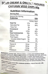 Nibblez Sour Cream & Onion Cassava Vege Chips (24 x 40g)