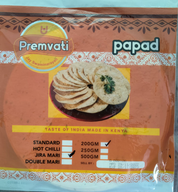 Premvati Papad Jira Mari (12 x 200g)