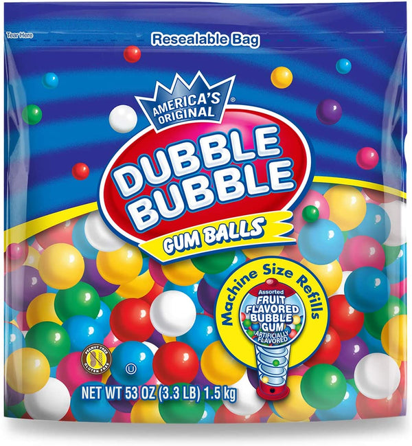 Dubble Bubble  Assorted Gumballs Refill POUCH (1 x 1.5kg)