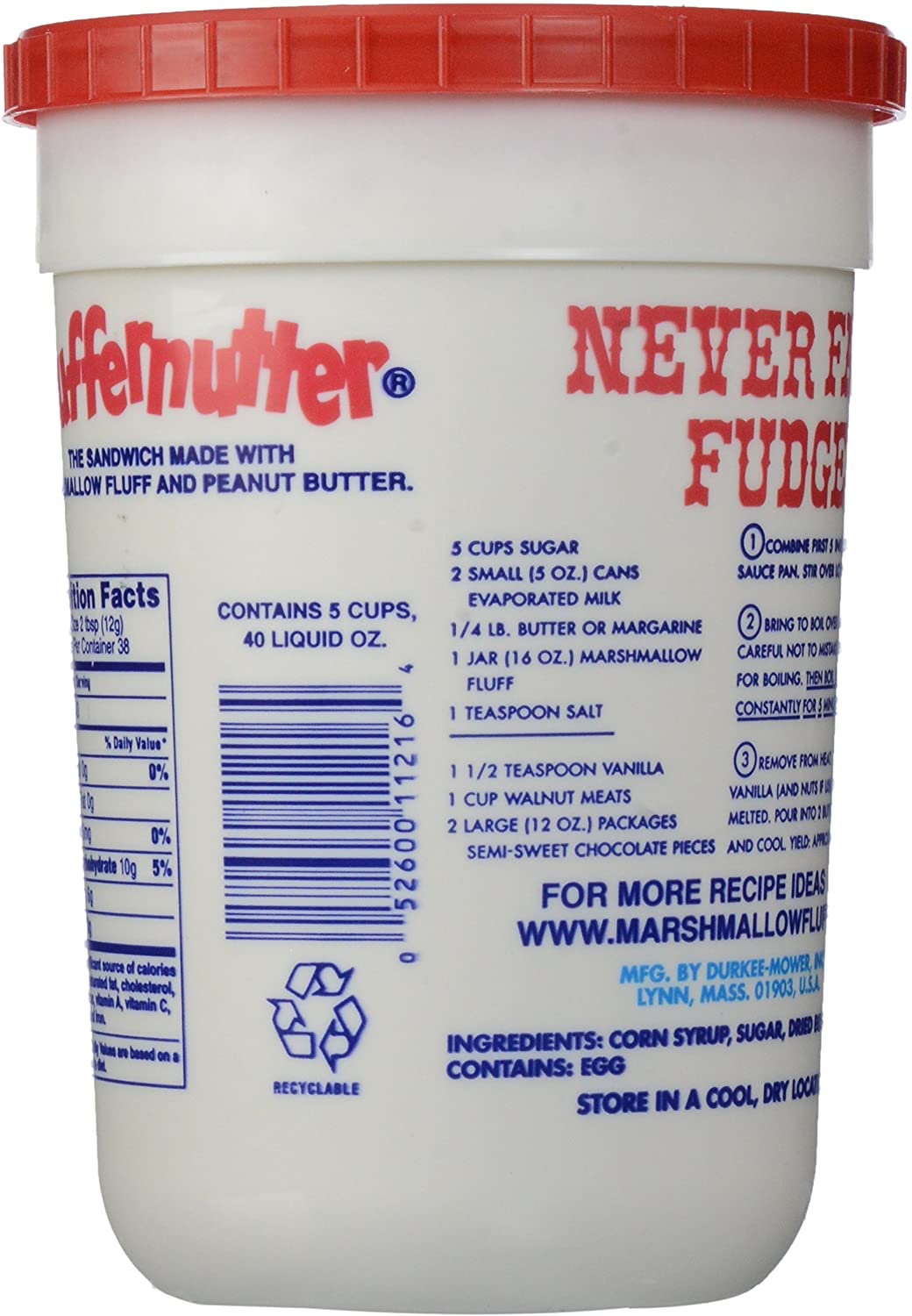 Durkee Marshmallow Fluff Large Tub (12 x 454g) JDM Distributors Ltd