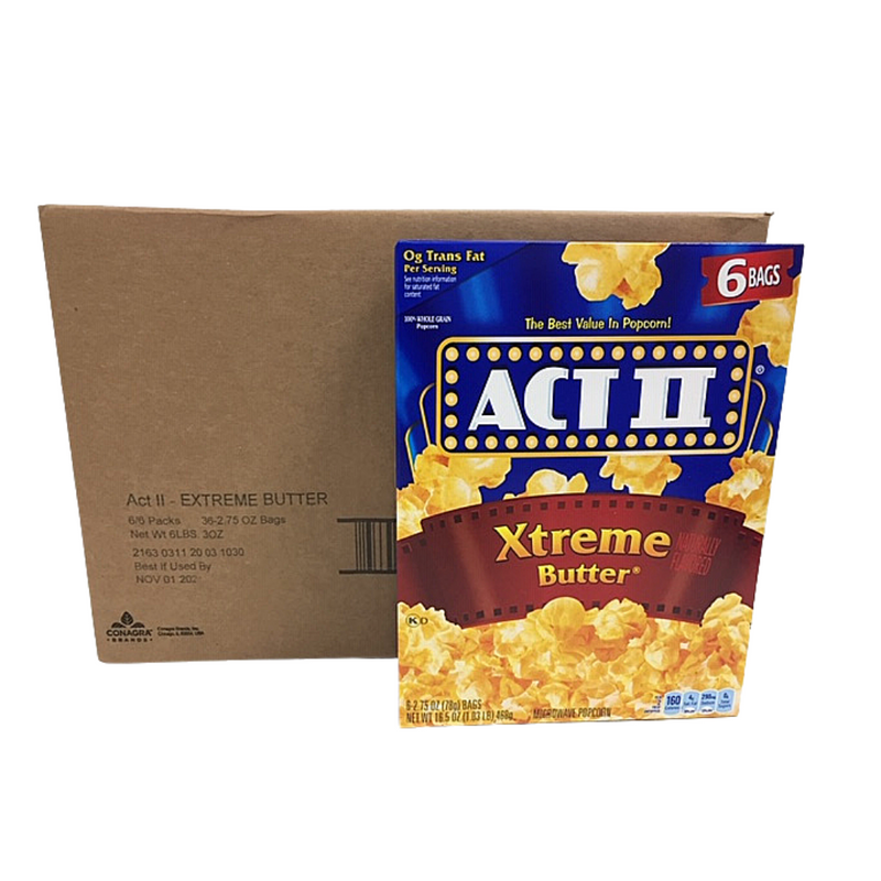 ACT II Microwave Popcorn EXTREME Butter (6 x 468g)