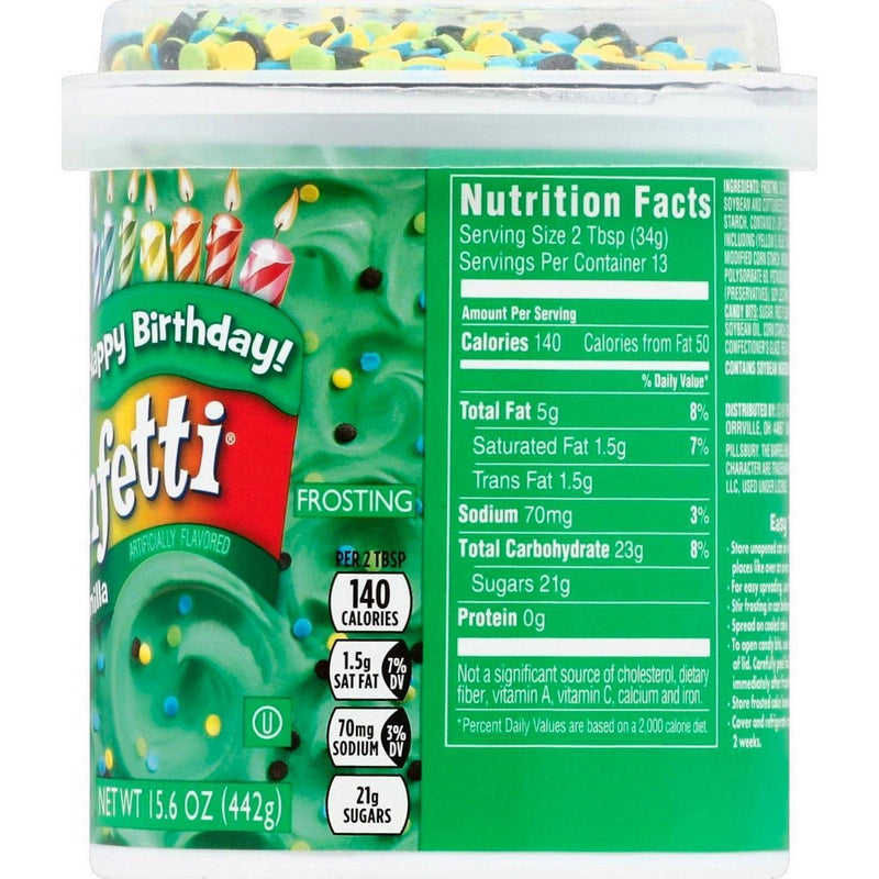 Pillsbury Funfetti Vibrant Green Vanilla Frosting (8 x 440g)