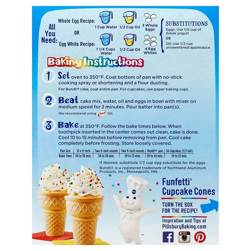 Pillsbury Funfetti Moist Premium Cake & Cupcakes Mix (12 x 432g)