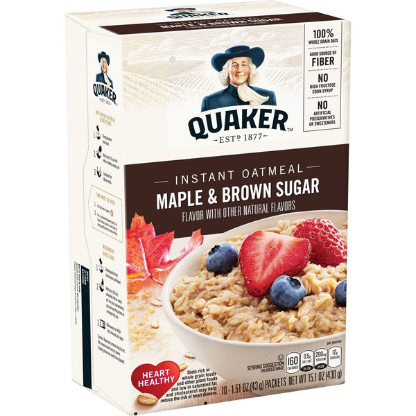 Quaker Instant Oatmeal Maple & Brown Sugar (12 x 344g)