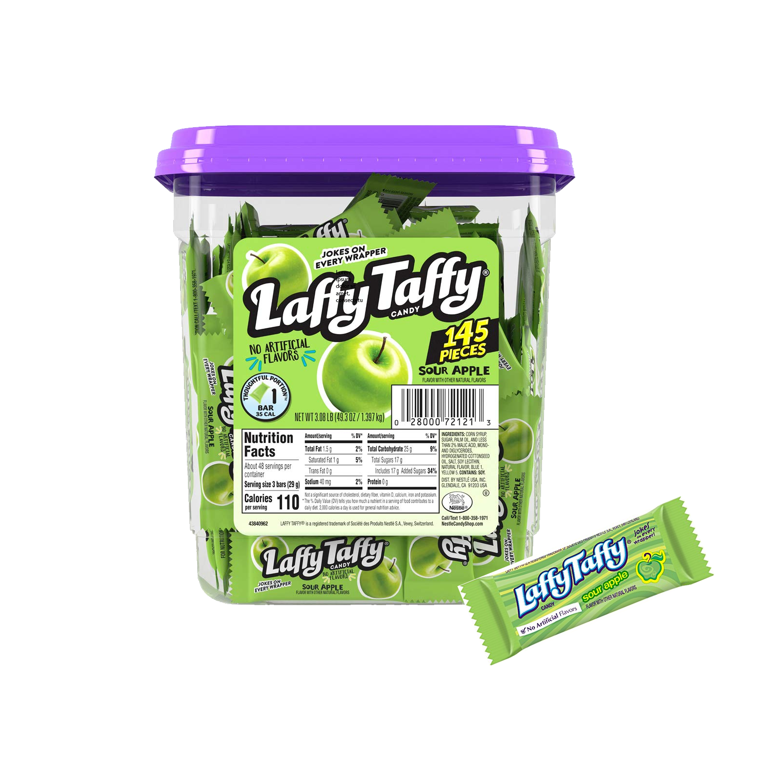 Laffy Taffy Sour Apple Candy Tub 1 X 145ct Jdm Distributors Ltd