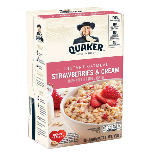 Quaker Instant Oatmeal Strawberries & Cream (12 x 300g)