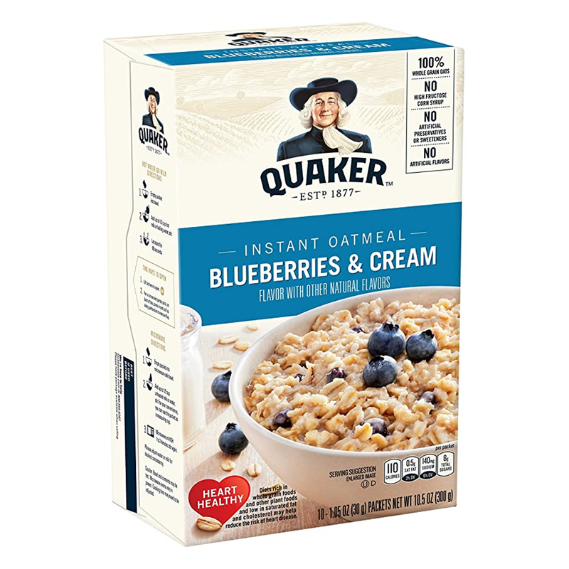 Quaker Instant Oatmeal Blueberries & Cream (12 x 300g)